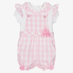 Mintini Baby-Baby Girls Dungaree Shorts Set | Childrensalon Outlet