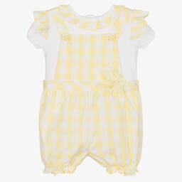 Mintini Baby-Baby Girls Dungaree Shorts Set | Childrensalon Outlet