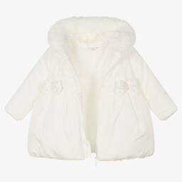 Mintini Baby-Baby Girls Ivory Padded Coat | Childrensalon Outlet