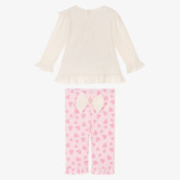 Mintini Baby-Baby Girls Ivory & Pink Heart Leggings Set | Childrensalon Outlet