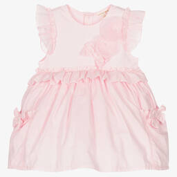 مينتيني بيبي-Baby Girls Pink Cotton Dress | Childrensalon Outlet