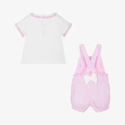 Mintini Baby-Baby Girls Pink Cotton Gingham Dungaree Set | Childrensalon Outlet