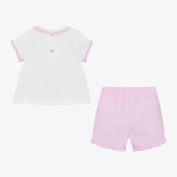 مينتيني بيبي-Baby Girls Pink Cotton Gingham Shorts Set | Childrensalon Outlet