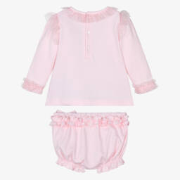 Mintini Baby-Baby Girls Pink Cotton Jersey Shorts Set with Faux Fur Heart | Childrensalon Outlet