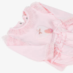 Mintini Baby-Baby Girls Pink Cotton Jersey Shorts Set with Faux Fur Heart | Childrensalon Outlet