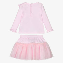 Mintini Baby-Baby Girls Pink Cotton Jersey Skirt Set with Glittery Tulle | Childrensalon Outlet
