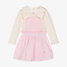 Mintini Baby-Baby Girls Pink Cotton Jersey Skirt Set with Hearts & Bows | Childrensalon Outlet