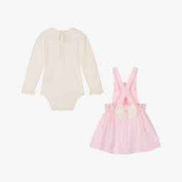 Mintini Baby-Baby Girls Pink Cotton Jersey Skirt Set with Hearts & Bows | Childrensalon Outlet
