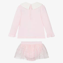 Mintini Baby-Baby Girls Pink Cotton Jersey Top & Tulle Skirt Set | Childrensalon Outlet