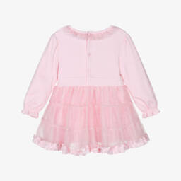 Mintini Baby-Baby Girls Pink Cotton Jersey & Tulle Dress | Childrensalon Outlet