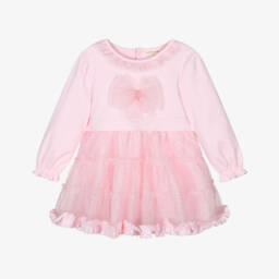 Mintini Baby-Baby Girls Pink Cotton Jersey & Tulle Dress | Childrensalon Outlet