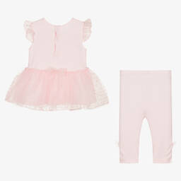 مينتيني بيبي-Baby Girls Pink Cotton Leggings Set | Childrensalon Outlet
