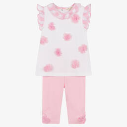 Mintini Baby-Baby Girls Pink Cotton Leggings Set | Childrensalon Outlet