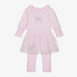 Mintini Baby-Baby Girls Pink Cotton Leggings Set | Childrensalon Outlet
