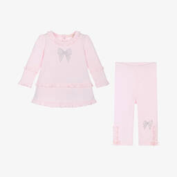 Mintini Baby-Baby Girls Pink Cotton Leggings Set | Childrensalon Outlet