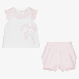 Mintini Baby-Baby Girls Pink Cotton Shorts Set | Childrensalon Outlet