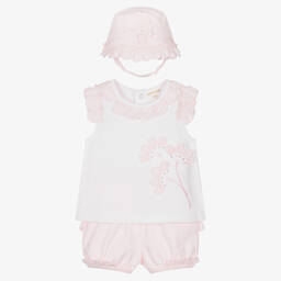 Mintini Baby-Baby Girls Pink Cotton Shorts Set | Childrensalon Outlet