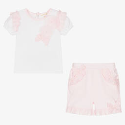 Mintini Baby-Baby Girls Pink Cotton Shorts Set | Childrensalon Outlet