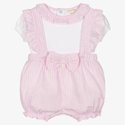 مينتيني بيبي-Baby Girls Pink Cotton Shorts Set | Childrensalon Outlet