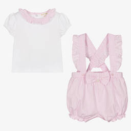 مينتيني بيبي-Baby Girls Pink Cotton Shorts Set | Childrensalon Outlet
