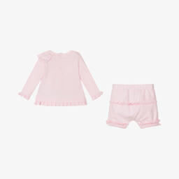 Mintini Baby-Baby Girls Pink Cotton Shorts Set | Childrensalon Outlet