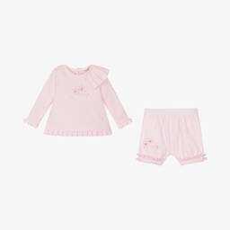 Mintini Baby-Baby Girls Pink Cotton Shorts Set | Childrensalon Outlet