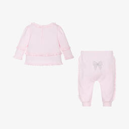 Mintini Baby-Baby Girls Pink Cotton Tracksuit | Childrensalon Outlet