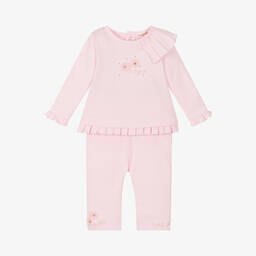 Mintini Baby-Baby Girls Pink Cotton Trouser Set | Childrensalon Outlet