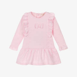 Mintini Baby-Baby Girls Pink Jersey Dress with Ruffles & Bow | Childrensalon Outlet