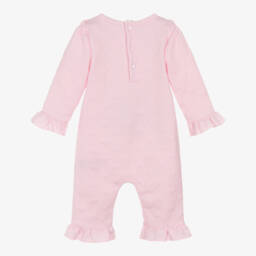 Mintini Baby-Baby Girls Pink Jersey Romper with Quilted Hearts | Childrensalon Outlet