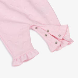 Mintini Baby-Baby Girls Pink Jersey Romper with Quilted Hearts | Childrensalon Outlet