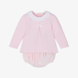 Mintini Baby-Baby Girls Pink Jersey & Velour Shorts Set | Childrensalon Outlet