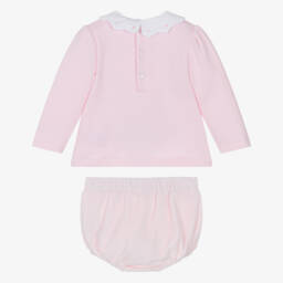 Mintini Baby-Baby Girls Pink Jersey & Velour Shorts Set | Childrensalon Outlet