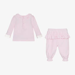 Mintini Baby-Baby Girls Pink Jersey & Velour Trouser Set | Childrensalon Outlet
