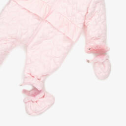 Mintini Baby-Baby Girls Pink Quilted Heart Snowsuit | Childrensalon Outlet