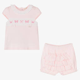 Mintini Baby-Baby Girls Pink Shorts Set | Childrensalon Outlet