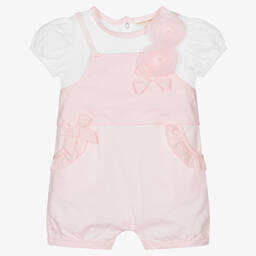Mintini Baby-Baby Girls Pink & White Shortie | Childrensalon Outlet
