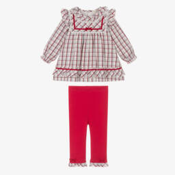 Mintini Baby-Baby Girls Red & Grey Check Top & Leggings Set  | Childrensalon Outlet