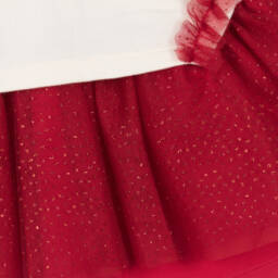 Mintini Baby-Baby Girls Red & Ivory Jersey Dress with Tulle Trims | Childrensalon Outlet