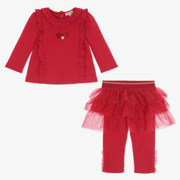 Mintini Baby-Baby Girls Red Leggings Set | Childrensalon Outlet