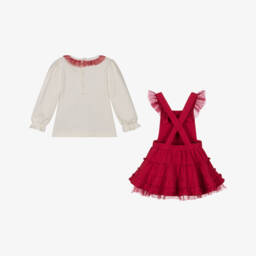 Mintini Baby-Baby Girls Red Pinafore Dress & Ivory Top Set  | Childrensalon Outlet