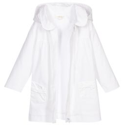 مينتيني بيبي-Baby Girls White Cotton Jacket | Childrensalon Outlet
