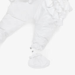 Mintini Baby-Baby Girls White Padded Snowsuit with Mittens & Booties | Childrensalon Outlet