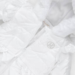 Mintini Baby-Baby Girls White Padded Snowsuit with Mittens & Booties | Childrensalon Outlet