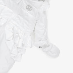 Mintini Baby-Baby Girls White Padded Snowsuit with Mittens & Booties | Childrensalon Outlet