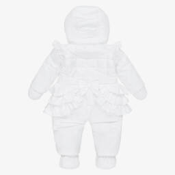 Mintini Baby-Baby Girls White Padded Snowsuit with Mittens & Booties | Childrensalon Outlet