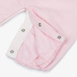 Mintini Baby-Baby Girls White & Pink Cotton Romper | Childrensalon Outlet