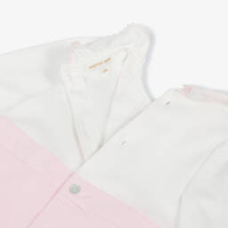 Mintini Baby-Baby Girls White & Pink Cotton Romper | Childrensalon Outlet