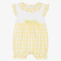Mintini Baby-Baby Girls Yellow Cotton Shortie | Childrensalon Outlet