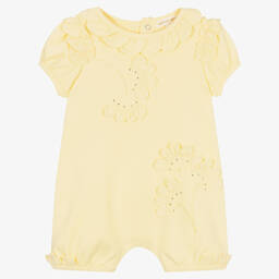 Mintini Baby-Baby Girls Yellow Cotton Shortie | Childrensalon Outlet